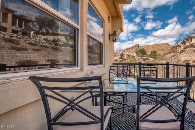 balcony with a mountain view