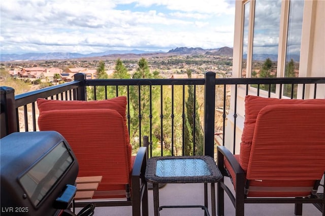 balcony with a mountain view