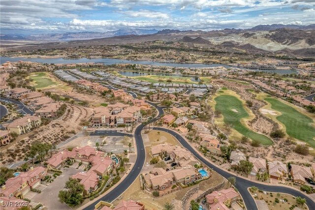 64 Strada Principale Unit 307, Henderson, NV 89011 - aerial view of property's location with a water and mountain view, nearby suburban area, and a golf course
