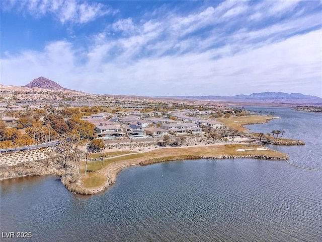 aerial view with a water and mountain view