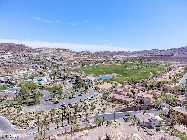 bird's eye view with a mountain view