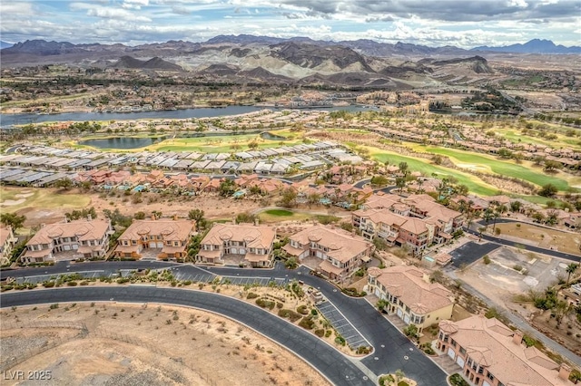64 Strada Principale Unit 307, Henderson, NV 89011 - aerial view of property and surrounding area featuring a water and mountain view, a golf club, and nearby suburban area