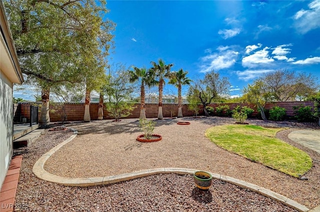 view of yard featuring a patio and a fenced backyard