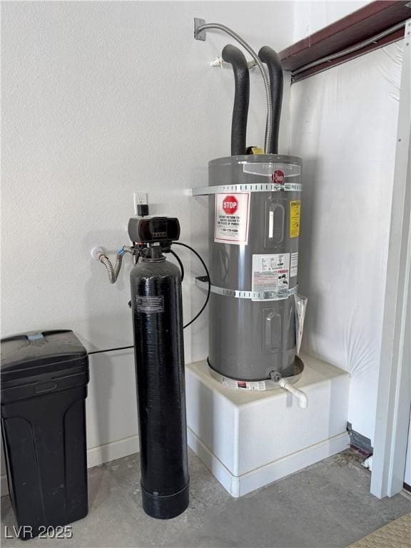 utility room with secured water heater