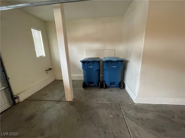 garage with baseboards