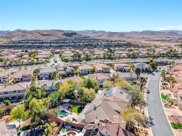 birds eye view of property featuring a residential view and a mountain view