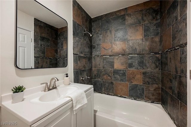 full bath featuring shower / washtub combination and vanity