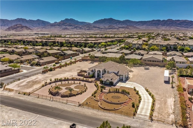 bird's eye view with a mountain view and a residential view