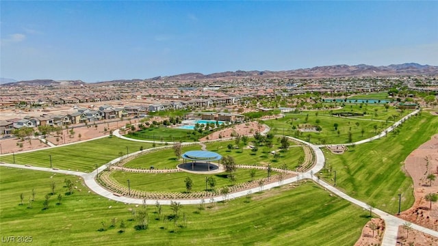 drone / aerial view with a mountain view and a residential view