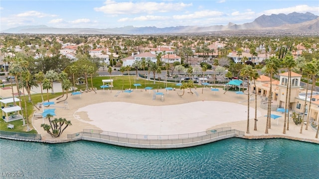 view of pool featuring a residential view and a mountain view