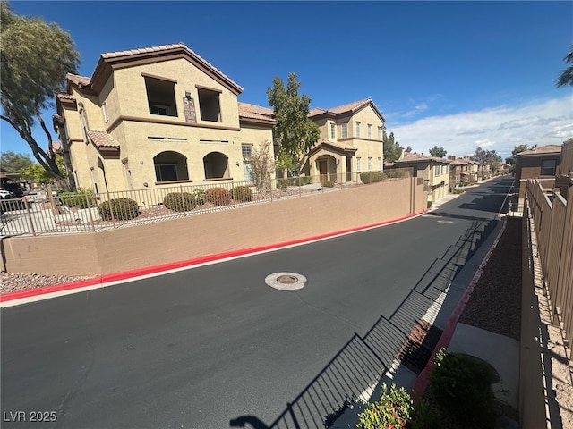 view of road featuring a residential view