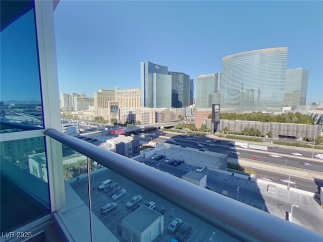 balcony with a view of city