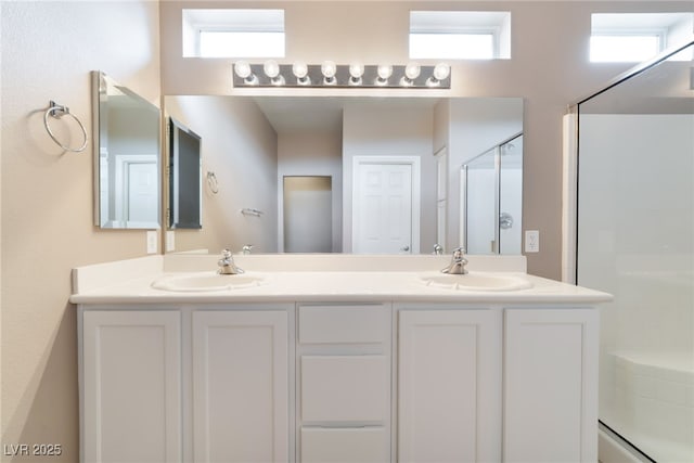 4963 Pensier St, Las Vegas, NV 89135 - full bath with a wealth of natural light, a shower with shower door, and a sink