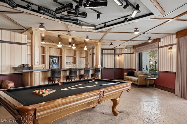 64 Promontory Ridge Dr, Las Vegas, NV 89135 - game room with pool table, decorative columns, and a community bar