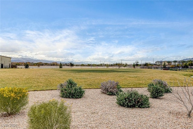 view of yard featuring a mountain view