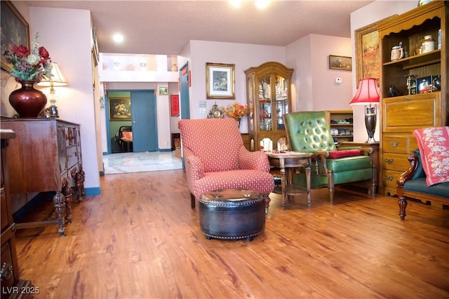 living area with wood finished floors