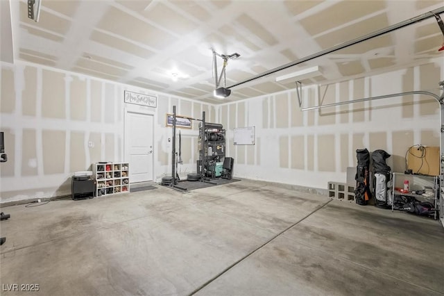 garage with a garage door opener