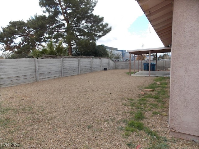 view of yard featuring a fenced backyard