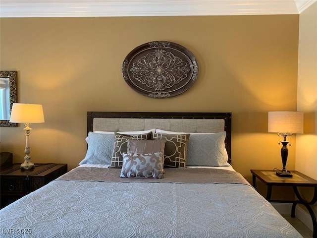 bedroom featuring ornamental molding