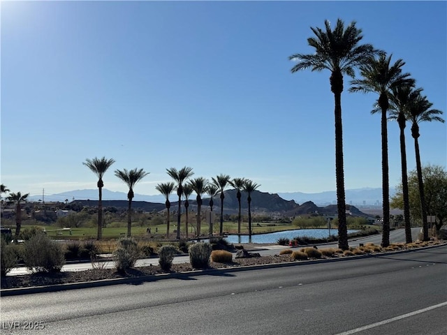 exterior space featuring a mountain view