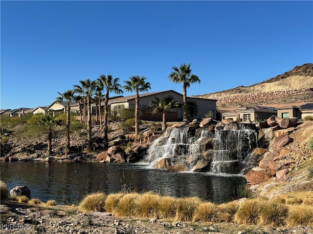 view of water feature with a mountain view