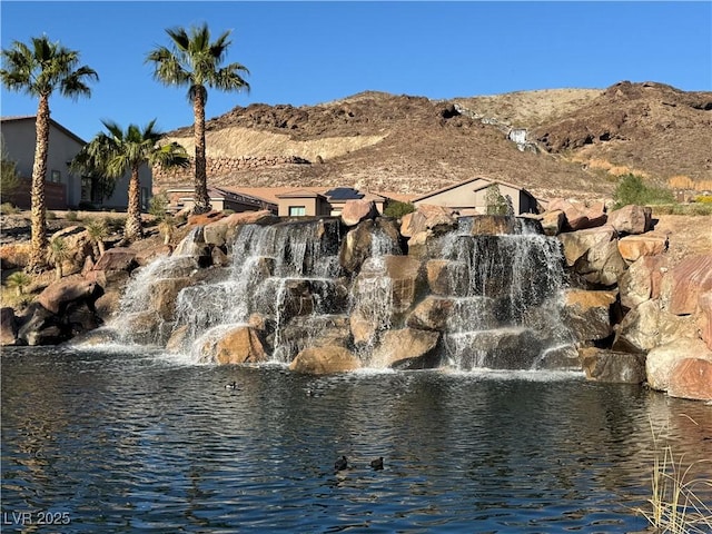 view of water feature with a mountain view