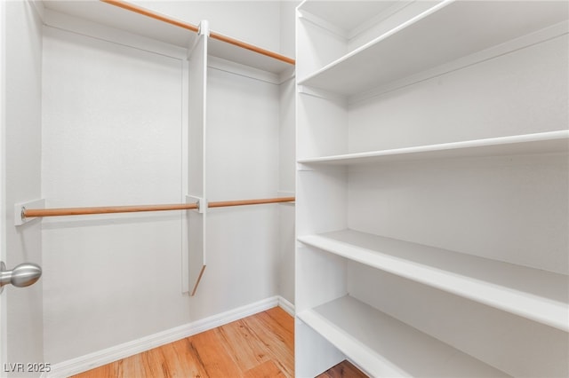 walk in closet featuring wood finished floors