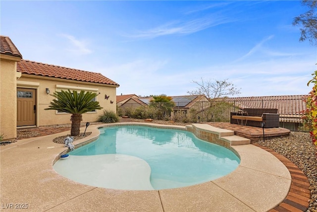 view of pool featuring a fenced in pool