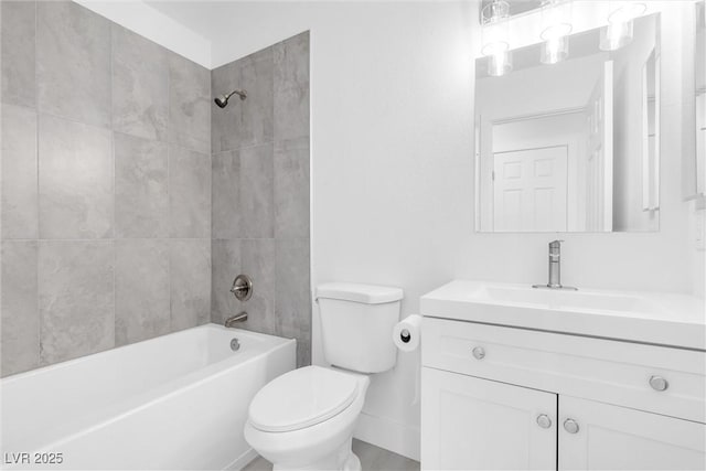 full bathroom with shower / bathtub combination, toilet, and vanity