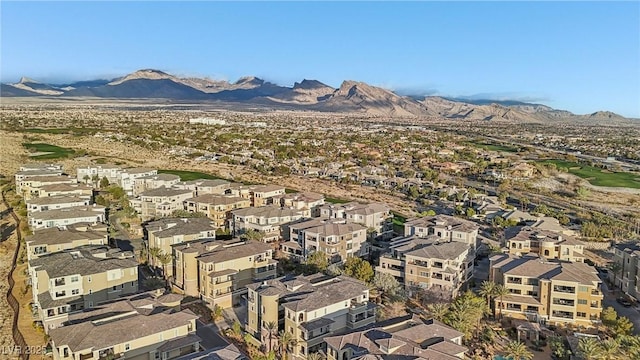 birds eye view of property featuring a residential view and a mountain view