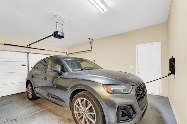 garage with a garage door opener