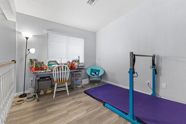 8433 Honeywood Cir, Las Vegas, NV 89128 - exercise area with wood finished floors and baseboards