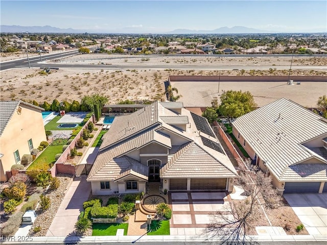 bird's eye view with a mountain view