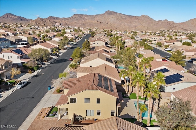 bird's eye view with a mountain view and a residential view