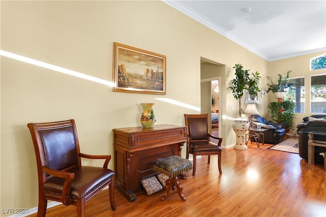 7172 Painted Paradise St, Las Vegas, NV 89131 - sitting room with ornamental molding, wood finished floors, and baseboards