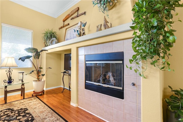 7172 Painted Paradise St, Las Vegas, NV 89131 - detailed view of wood finished floors, crown molding, and baseboards