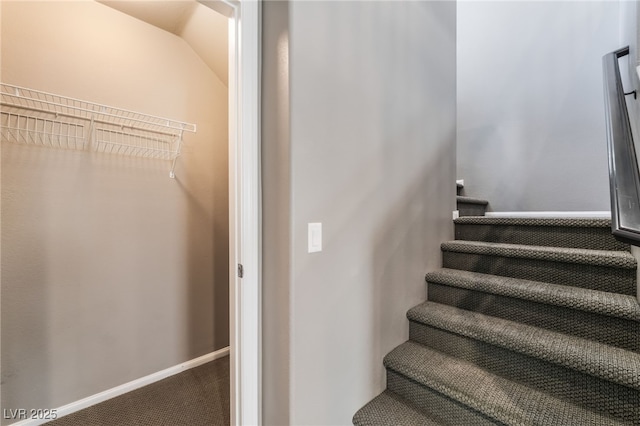 7219 Quiet Spring St, North Las Vegas, NV 89084 - stairs with lofted ceiling and carpet flooring