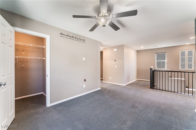 7219 Quiet Spring St, North Las Vegas, NV 89084 - interior space with baseboards, dark colored carpet, a ceiling fan, and recessed lighting