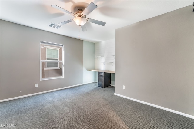 7219 Quiet Spring St, North Las Vegas, NV 89084 - unfurnished living room with visible vents, ceiling fan, carpet flooring, and baseboards