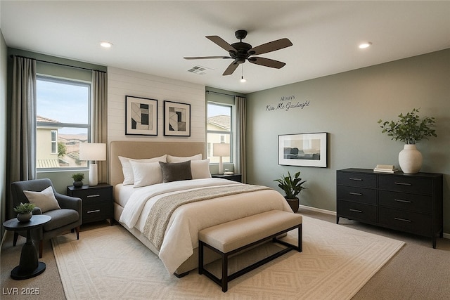 7219 Quiet Spring St, North Las Vegas, NV 89084 - bedroom featuring recessed lighting, visible vents, light colored carpet, and baseboards
