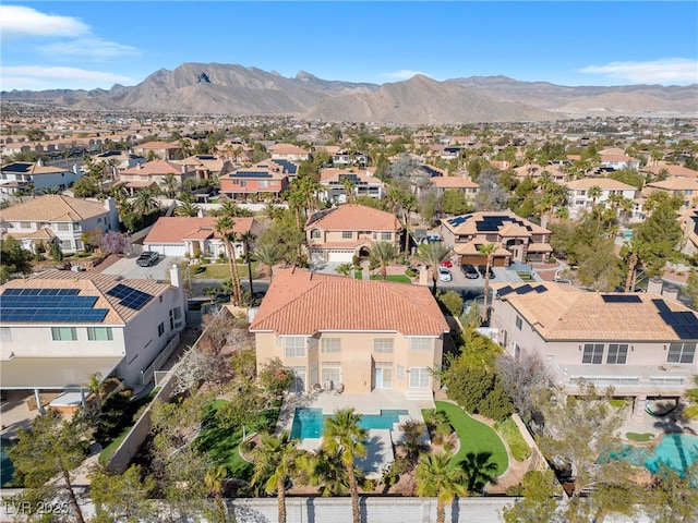 bird's eye view with a mountain view and a residential view