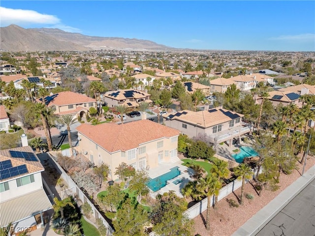 aerial view with a mountain view and a residential view