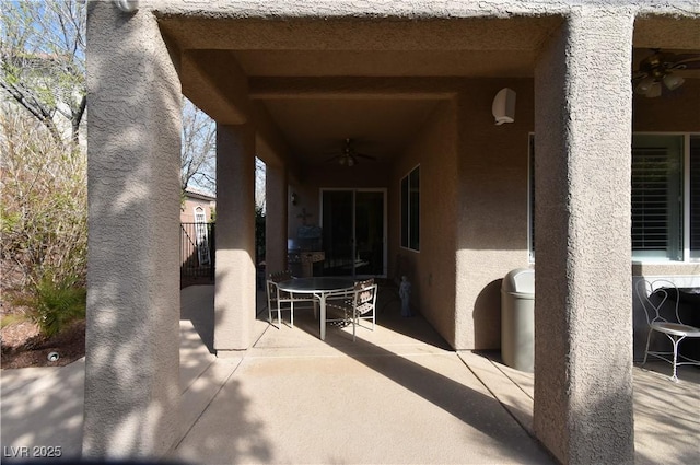 view of patio with a ceiling fan