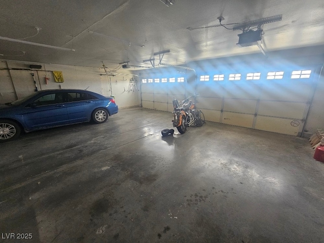 garage with a garage door opener