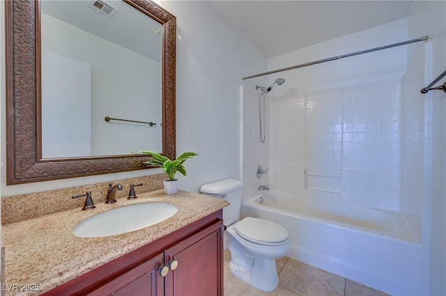 5854 Heather Marie Dr, Las Vegas, NV 89110 - bathroom with toilet, vanity, tile patterned floors, and washtub / shower combination
