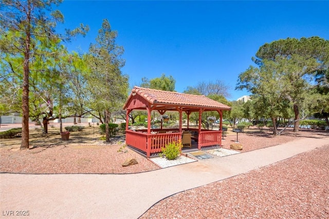 view of community featuring a gazebo