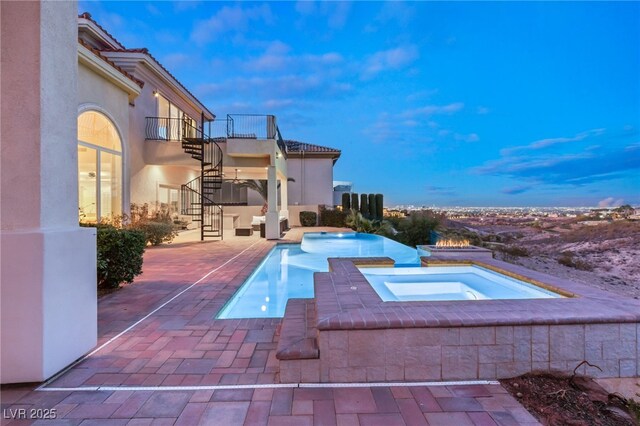 2660 Mirabella St, Henderson, NV 89052 - pool with stairway, a patio, and an in ground hot tub