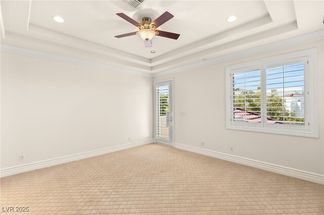 2660 Mirabella St, Henderson, NV 89052 - unfurnished room featuring recessed lighting, a ceiling fan, light carpet, and a raised ceiling