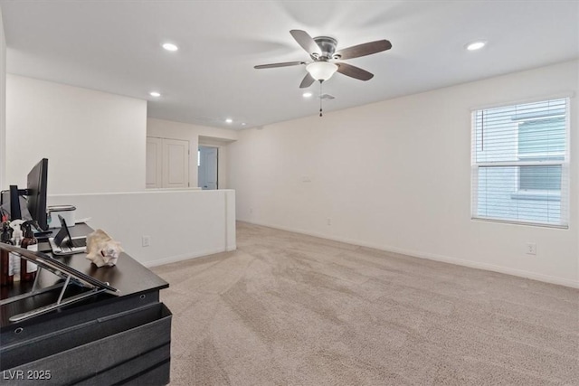 2945 Torreon Ln, Las Vegas, NV 89121 - interior space featuring recessed lighting, light colored carpet, baseboards, and a ceiling fan