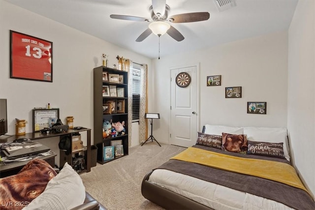 2945 Torreon Ln, Las Vegas, NV 89121 - carpeted bedroom with visible vents and a ceiling fan